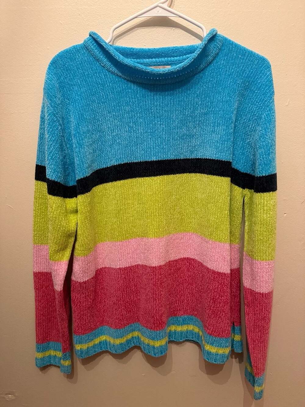 Mountain Lake Women's Multi-Colored Striped Chenille Mock Neck Sweater